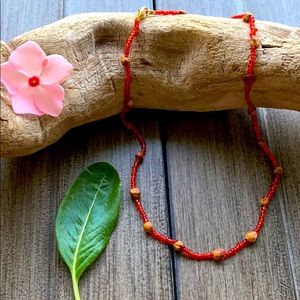 🍀Handmade Red Beaded Necklace🍀